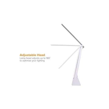 Bostitch Office KT-VLED1810-WHITE Powered Rechargeable Battery LED Desk Lamp, 3 Color Temperatures, Flip Open, White