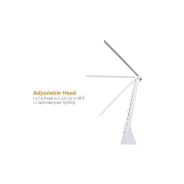 Bostitch Office KT-VLED1810-WHITE Powered Rechargeable Battery LED Desk Lamp, 3 Color Temperatures, Flip Open, White