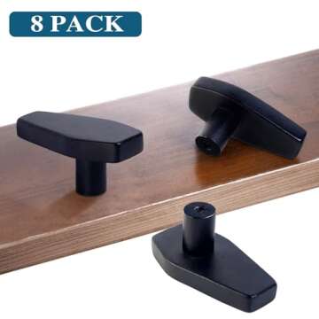 Gothvanity Coffin Cabinet Knobs 8 Pack - Gothic Decor Knobs for Kitchen Cabinet, Drawer Pull, Dresser and Cupboard Handle - Wood- 2.6 x 1.3 Inches - Black