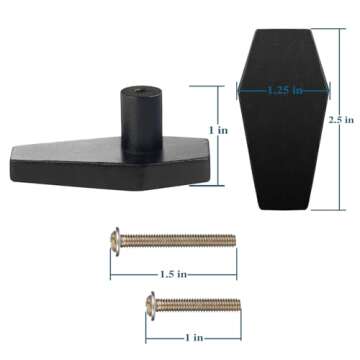 Gothvanity Coffin Cabinet Knobs 8 Pack - Gothic Decor Knobs for Kitchen Cabinet, Drawer Pull, Dresser and Cupboard Handle - Wood- 2.6 x 1.3 Inches - Black