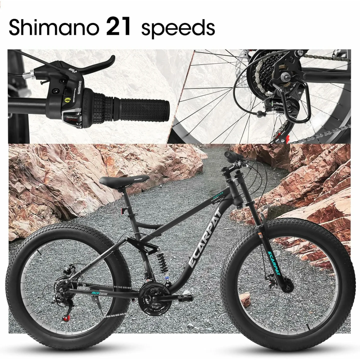 Full Suspension Mountain Bike: 21 Speeds & Dual Disc Brake