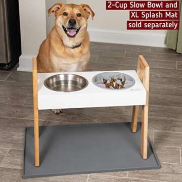 Leash Boss Skyrise Feeder, Elevated Feeder for Large Dogs, Raised Dog Bowls Adjustable 8", 11", or 14" Tall Dog Bowl Stand, Includes 2 Stainless Steel Bowls - Lifted Pet Bowl Stand (8-14 Inch)