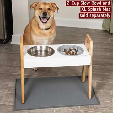 Leash Boss Skyrise Feeder, Elevated Feeder for Large Dogs, Raised Dog Bowls Adjustable 8", 11", or 14" Tall Dog Bowl Stand, Includes 2 Stainless Steel Bowls - Lifted Pet Bowl Stand (8-14 Inch)