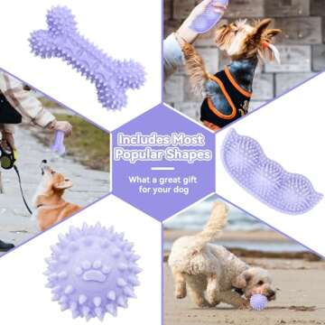 Petcare 6 Pack Puppy Teething Toys, Cute Purple Small Dog Chew Toys for Puppies 0-6 Months, Soft Rubber Rope Dog Teething Toys, Best Small Puppy Toys, Puppy Essentials Supplies