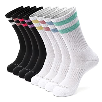 MONFOOT 8 Pairs Athletic Crew Socks - Moisture Control & Arch Support