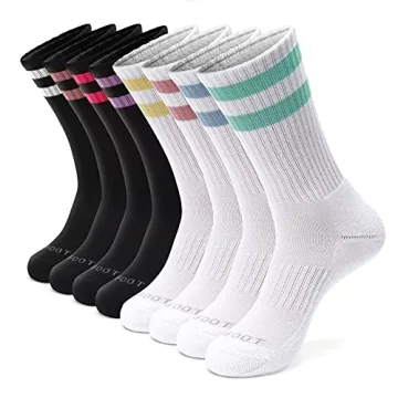 MONFOOT 8 Pairs Athletic Crew Socks - Moisture Control & Arch Support