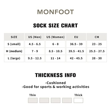 MONFOOT Athletic Crew Socks Moisture Control Arch Support