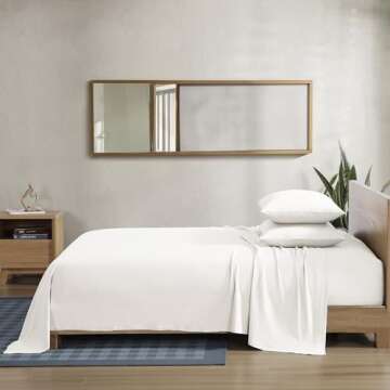 Brielle Home Jersey Knit Cotton Sheet Set - Breathable, Soft, T-Shirt Fabric - White, Queen
