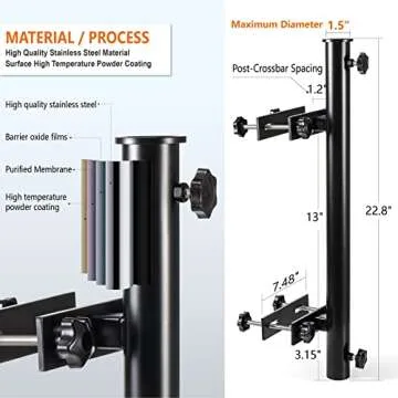 Wanhork Heavy Duty 304 Stainless Steel Patio Umbrella Holder,Deck Umbrella Holder,for Outdoor Fixed Deck Railing Post(Range/3in-6in) Umbrella Deck Mount(Post, Black)