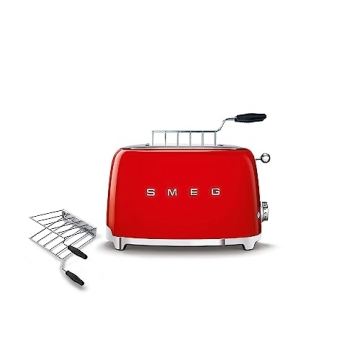 Smeg 2 Slice Toaster with Sandwich Rack Combo - Stylish Red Design, Perfect Toasting Experience