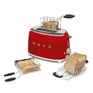 Smeg 2 Slice Toaster with Sandwich Rack Combo in Red