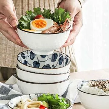 Swuut Japanese Ceramic Bowls Set of 6 for Versatile Use