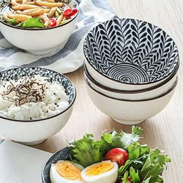 Swuut Japanese Ceramic Bowls Set of 6 for Versatile Use