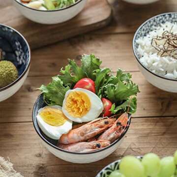 Swuut Japanese Ceramic Bowls Set of 6 for Versatile Use