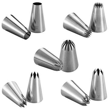 Large Piping Cakes Decoration Set Nozzles Tips Piping Kit for Pastry Cupcakes Cakes Cookies Decorating Stainless Steel Kitchen Gadgets Decor (5 Pieces/set)
