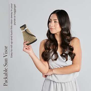 San Diego Hat Company Signature Women's Ultrabraid Large Brim Visor with Ribbon Binding & Sweatband, Sun Hats for Women, Multi/Brown