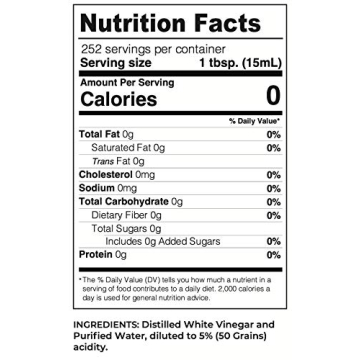 Lucy's Family Owned - Natural Distilled White Vinegar, 1 Gallon (128 oz) - 5% Acidity (White Vinegar, 1 Gallon (128 fl oz.))