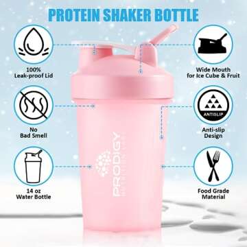 Prodigy Nutrition Labs Premium Shaker Bottle Perfect for Protein Shakes and Pre Workout -14 Ounce (P...