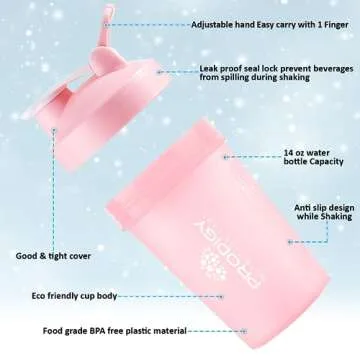 Prodigy Nutrition Labs Premium Shaker Bottle Perfect for Protein Shakes and Pre Workout -14 Ounce (Pink)
