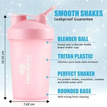 Prodigy Nutrition Labs Premium Shaker Bottle Perfect for Protein Shakes and Pre Workout -14 Ounce (Pink)