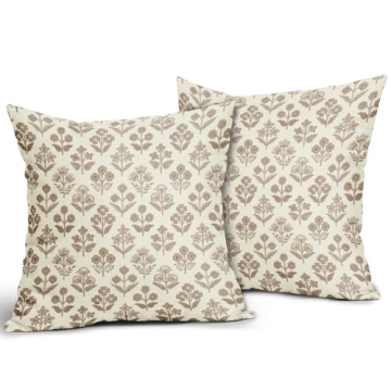 Sivirary Vintage Brown Floral Pillow Covers Set of 2