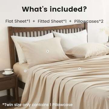 Simple&Opulence Belgian Linen Sheet Set Solid Color - 4 Pieces (1 Flat Sheet, 1 Fitted Sheet & 2 Pillowcases) Natural Flax Cotton Blend Soft Breathable Farmhouse Bedding - King Size, Linen/Beige