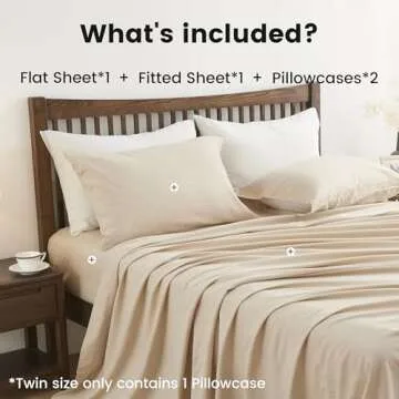 Simple&Opulence Belgian Linen Sheet Set Solid Color - 4 Pieces (1 Flat Sheet, 1 Fitted Sheet & 2 Pillowcases) Natural Flax Cotton Blend Soft Breathable Farmhouse Bedding - King Size, Linen/Beige