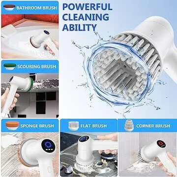KEUASX Electric Spin Scrubber Cordless Tub & Tile Scrubber, Shower Scrubber for Cleaning with 5 Replaceable Heads, Scrub Brush Cleaner for Bathroom Floor Window Kitchen Sink, Handheld Power Scrubber
