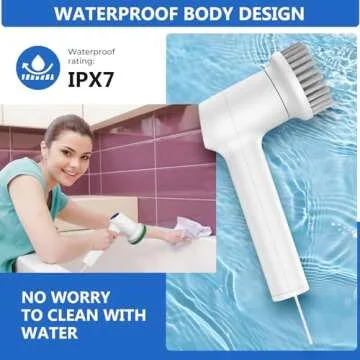 KEUASX Electric Spin Scrubber Cordless Tub & Tile Scrubber, Shower Scrubber for Cleaning with 5 Replaceable Heads, Scrub Brush Cleaner for Bathroom Floor Window Kitchen Sink, Handheld Power Scrubber
