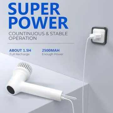 KEUASX Electric Spin Scrubber Cordless Tub & Tile Scrubber, Shower Scrubber for Cleaning with 5 Replaceable Heads, Scrub Brush Cleaner for Bathroom Floor Window Kitchen Sink, Handheld Power Scrubber