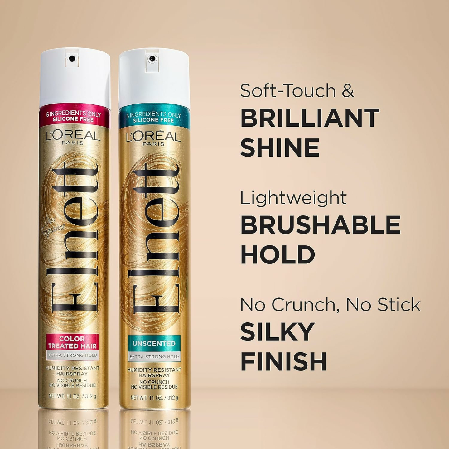 L'Oreal Elnett Satin Hairspray Unscented 11oz Pack 2