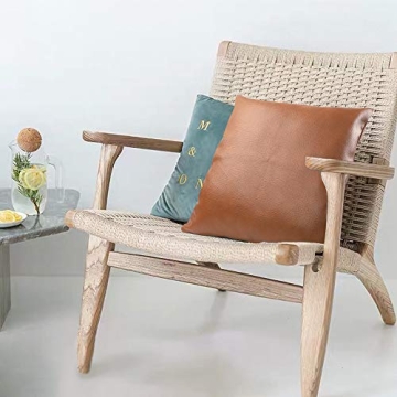 CDWERD Faux Leather Pillow Covers Set of 2 Modern Brown 18x18