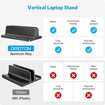 OMOTON Vertical Laptop Stand - Adjustable & Durable Desk Holder