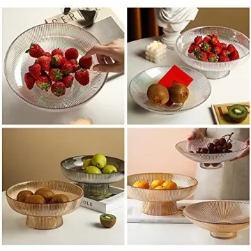 Kelendle Glass Footed Bowl Elegant Centerpiece 10.2 Inch