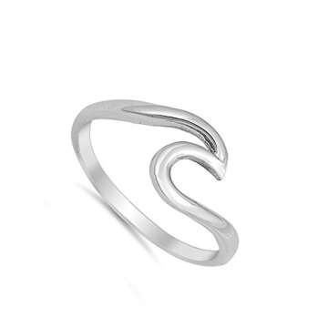 Wave Polished Cute Fashion Ring - Stylish .925 Sterling Silver