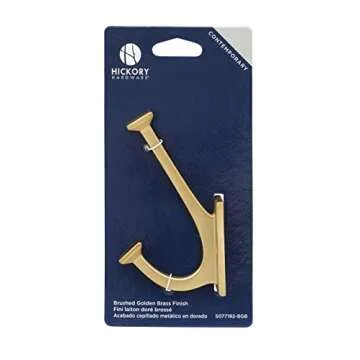 Hickory Hardware Skylight Collection Coat Hooks, Wall Hooks for Hanging Coats, Hats, Towels, Robes and More, 4-7/8 Inch Long, Brushed Golden Brass, Single, 1 Count (Pack of 1)