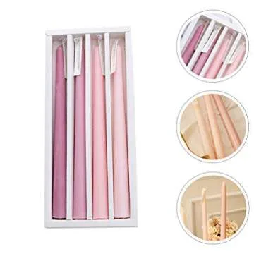 VALICLUD 4pcs Taper Candles Long Pole Scented Candle Smokeless Long Burning Dripless Candles for Wedding Christmas Table Fireplace Mantle Decorations Pink
