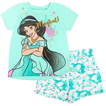 Disney Princess Jasmine Big Girls T-Shirt and French Terry Shorts Outfit Set 10-12
