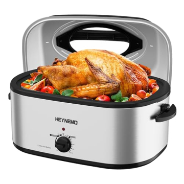 26 Quart Electric Roaster Oven with Visible & Self-Basting Lid, Large Turkey Roaster with Defrost Wa...