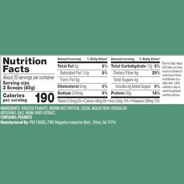 PB2 Performance Peanut Protein Powder with Dutch Cocoa – [2 lb/32 oz Jar] – 20g of Vegan Plant Based Protein Powder, Non GMO, Gluten Free, Non Dairy