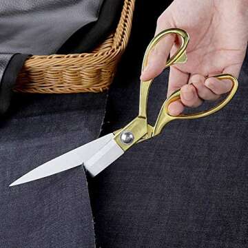 SUNLAND Professional Stainless Steel Heavy Duty Tailor Scissors Gold