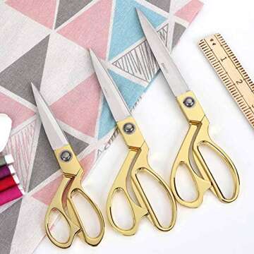 SUNLAND Professional Stainless Steel Heavy Duty Tailor Scissors Gold