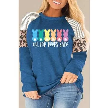 Womens Easter Shirt Plus Size Bunny Rabbit Graphic Tees Happy Easter Bunny Tops Funny Spring Shirts