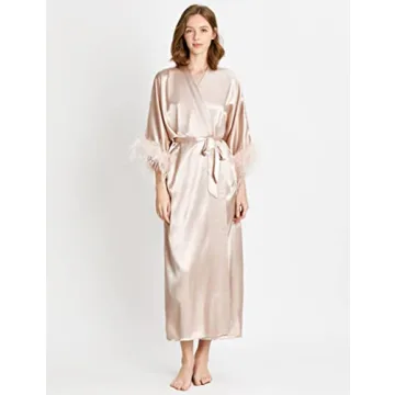 Elegant PRODESIGN Satin Kimono Robe for Weddings and Spa