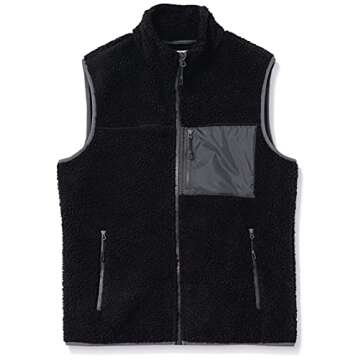 Goodthreads Men's Sherpa Fleece Vest, Black, XX-Large