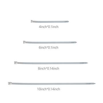 Zip Ties Assorted Size Clear 4 6 8 10 Inch White Cable Ties Heavy Duty Plastic Wire Ties Wraps Zipti...