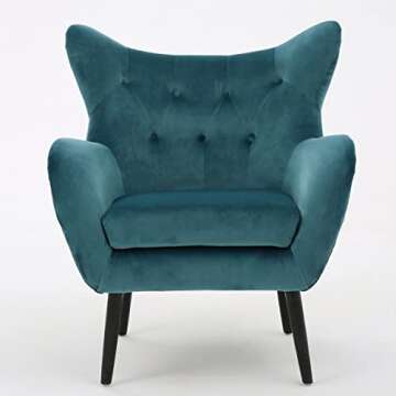 Christopher Knight Home Seigfried Velvet Arm Chair, Dark Teal 38.85D x 30W x 39H in