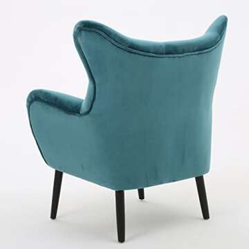 Christopher Knight Home Seigfried Velvet Arm Chair, Dark Teal 38.85D x 30W x 39H in