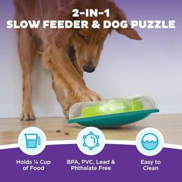 Outward Hound Nina Ottosson Wobble Bowl Dog Game -Interactive Slow Feeder Bowl Dog Game