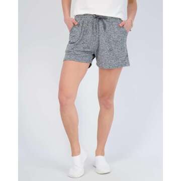 Real Essentials Women's Lounge Wear Short High Waisted Casual Sweat Shorts Pajama Summer Pockets Drawstring Workout Gym Active Athletic Yoga Running Fitness Ladies Sleep, Set 3, M, Pack of 3